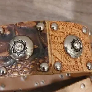 Nanni Brown & beige genuine leather studded belt made in Italy size 34/85 Small Nanni | Accessories | Nanni Brown Beige Genuine Leather  main image 3